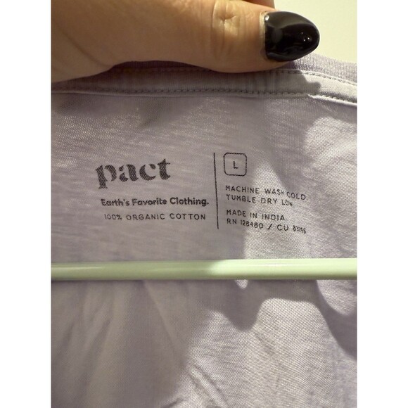 Pact Shirt Womens Large Purple V Neck 100% Organic Cotton Lightweight Casual Tee - Picture 3 of 4